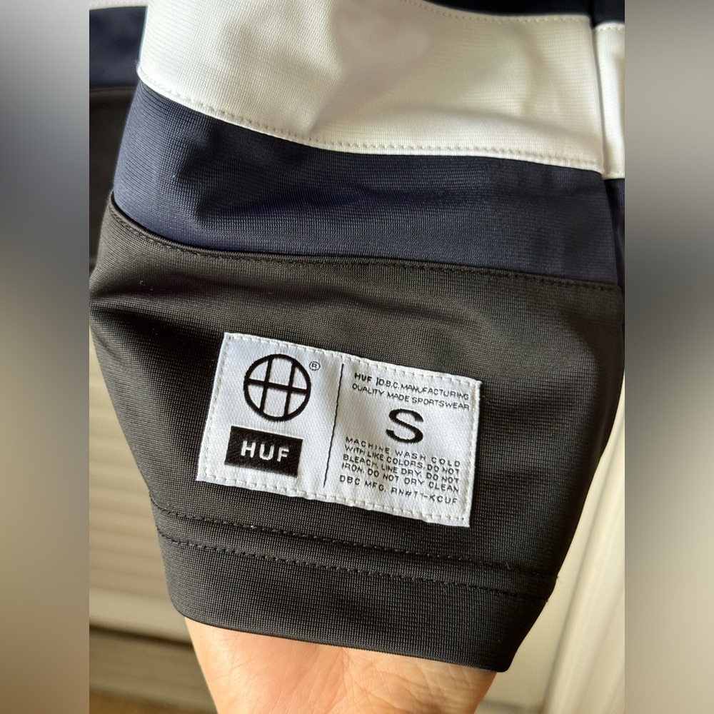 HUF Worldwide size Small Hockey Jersey Style Hoodie Navy/White. - Picture 5 of 11